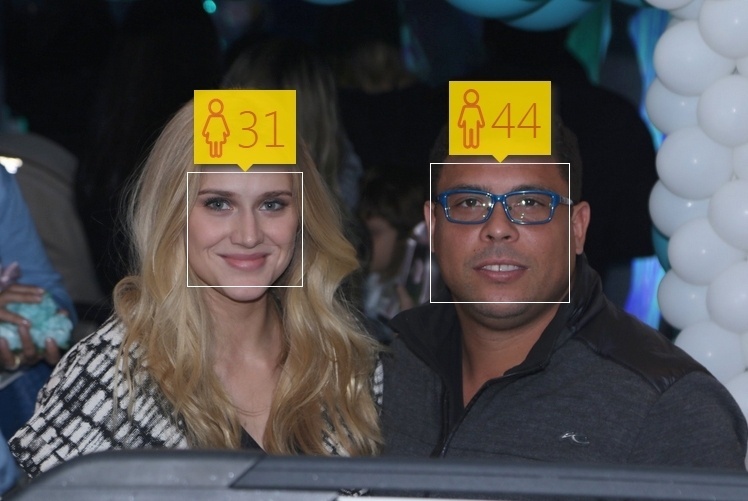 Ronaldo tem 38 anos e sua namorada Celina Locks, 23. Para o aplicativo, o Fenômeno aparenta estar com 44 e a modelo com 31