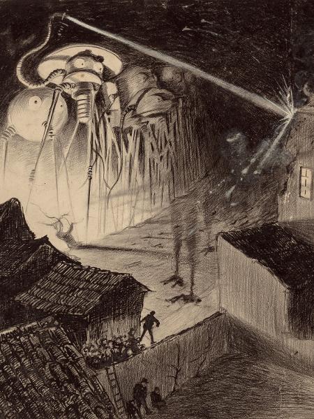 Ilustração do brasileiro Henrique Alvim Corrêa feita para edição belga de "A Guerra dos Mundos" - Reprodução - Reprodução