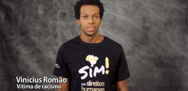O ator Vinícius Romão participa da campanha "Diga Sim aos Direitos Humanos no Brasil"
