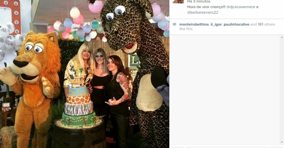 07.mai.2015 - Barbara Evans foi acompanhada da mãe, Monique Evans, e da namorada dela, Cacá Werneck, curtir a festa do afilhado Lucas, que comemorava o aniversário de cinco anos. As três mostraram sintonia. 