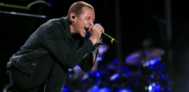 10.mai.2015 - Chester Bennington, do Linkin Park, se apresenta no Rock in Rio Las Vegas - Christopher Polk/Getty Images/AFP