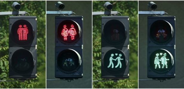 Sinais de trânsito em Viena ganham pictogramas inspirados no universo LGTB - Heinz-Peter Bader/Reuters