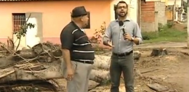 Jornalista da TV Tribuna, afiliada do SBT no ES, se irrita com entrevistado em reportagem