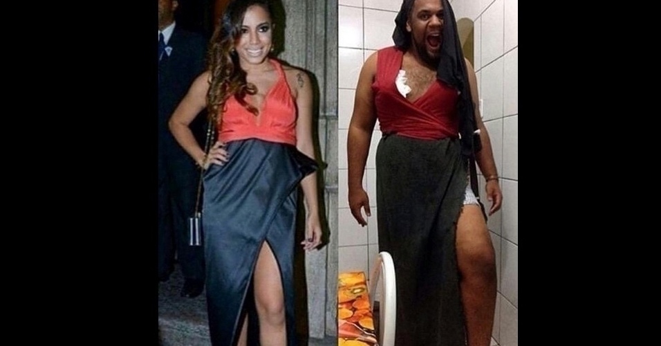 Um internauta fez a sua própria versão do look da cantora Anitta no casamento de Preta Gil e Rodrigo Godoy