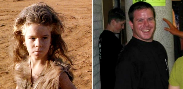 O ator australiano Amil Minty, aos 8 anos, como o Feral Kid de "Mad Max 2", e nos dias atuais - Montagem/Reprodução