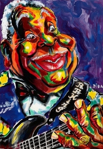 O músico B.B. King no traço do cartunista Bira - Bira/UOL