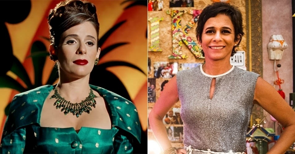 Andréa Beltrão em cena de "Chatô" e em foto de 2015 - Reprodução/Divulgação