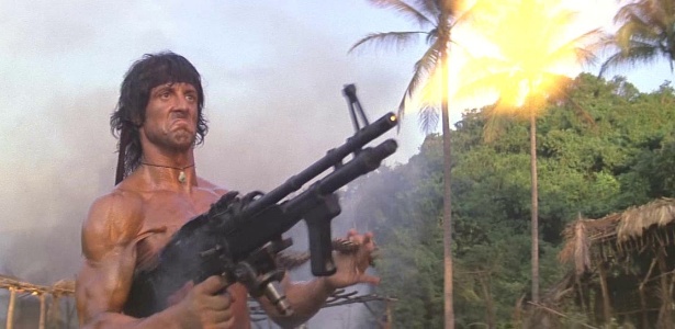 Sylvester Stallon em cena do filme "Rambo 2 - A Missão" - Divulgação