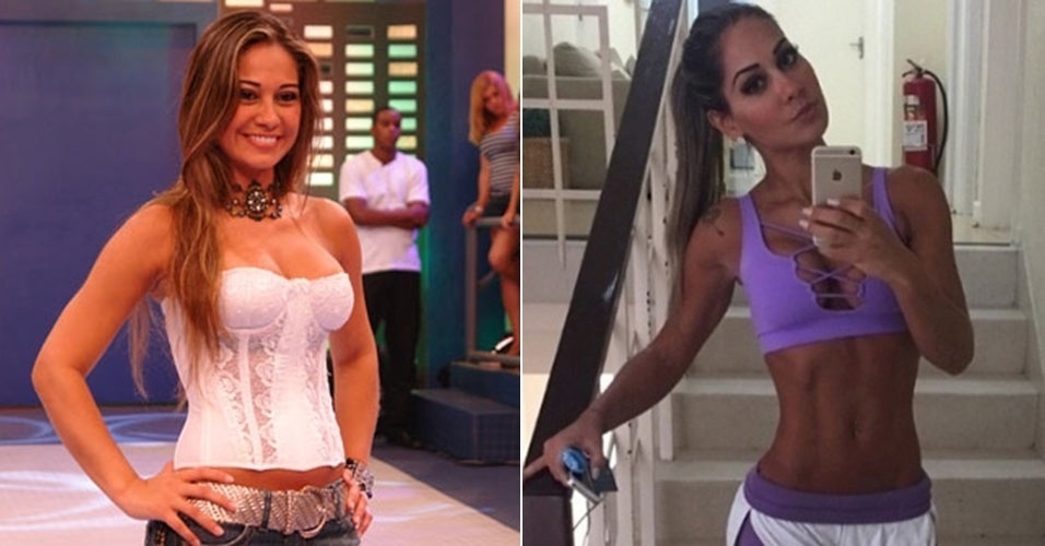 Antes e depois - Mayra Cardi na época em que participou do "BBB9", em 2009 - com o corpo mais curvilíneo - e um imagem atual de Mayra com o corpo mais seco