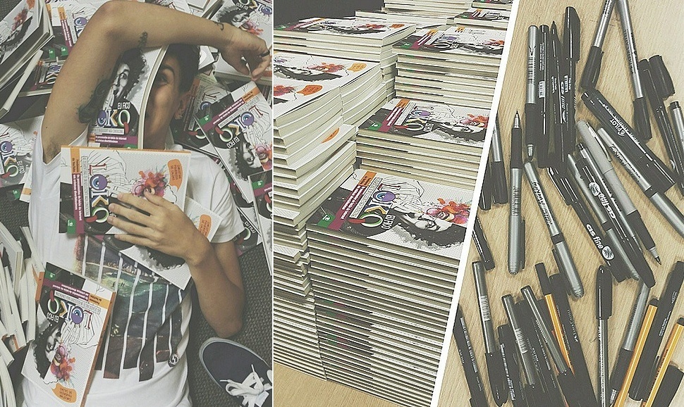 O youtuber Christian Figueiredo, 20 anos, posa em meio a seu primeiro livro, "Eu Fico Loko: As Desaventuras de Um Adolescente Nada Convencional", sucesso de vendas no Brasil. A publicação já teve cerca de 100 mil cópias vendidas desde fevereiro, por um preço que varia de R$ 19 a R$ 25. As canetas da foto ficaram todas sem tinta, após milhares de autógrafos dados por Christian - Reprodução/Instagram