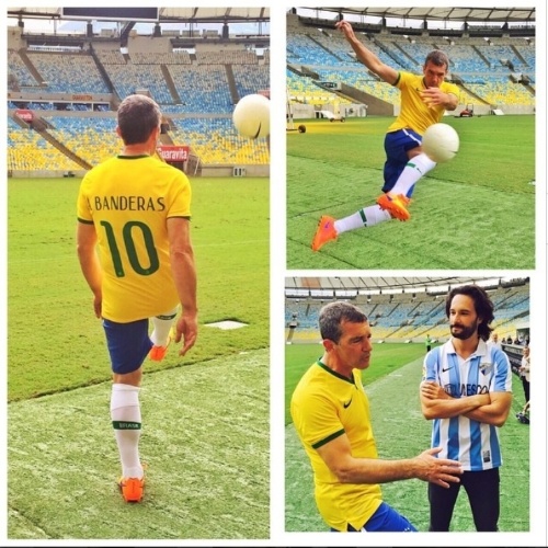 2.jun2015 - Na manhã desta terça-feira, o ator postou uma foto no Instagram em que aparece jogando bola ao lado de Rodrigo Santonoro no Maracanã