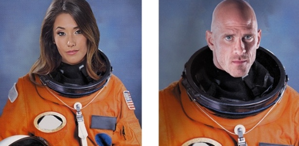 Atores Eva Lovia e Johnny Sins na foto de divulgação do projeto espacial do Pornhub - Divulgação