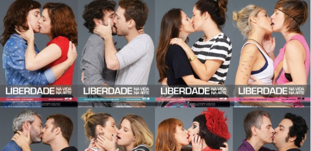 Artistas se beijam em campanha em favor da liberdade, igualdade e contra o preconceito