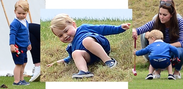 15.jun.2015 - Príncipe George de Crocs azul, ao lado da mãe, Kate - Montagem/Splash News / AKM-GSI