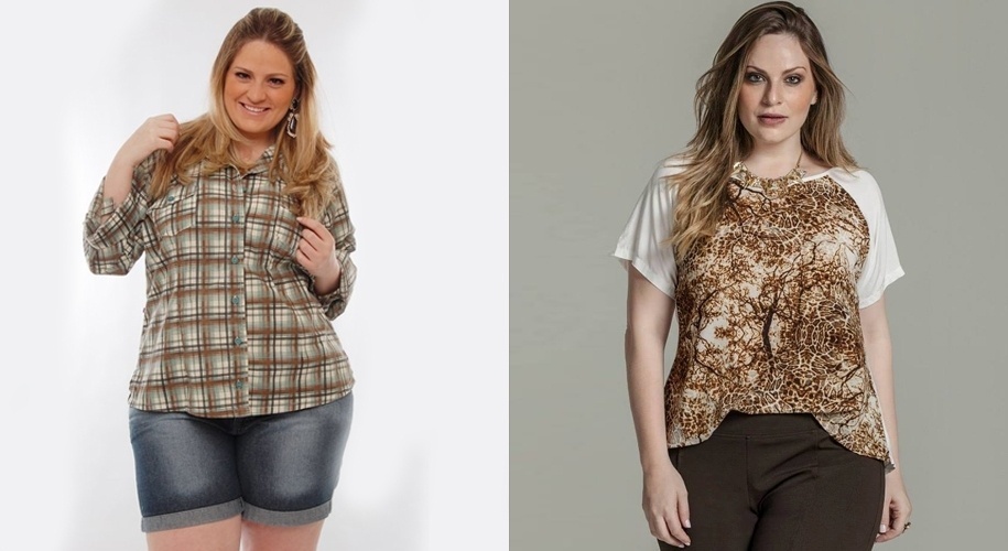 Antes e depois da modelo plus size Carla Manso, que eliminou 10 quilos após mudar seus hábitos alimentares e complementar com exercícios. Ela passou do manequim 50 para o 48