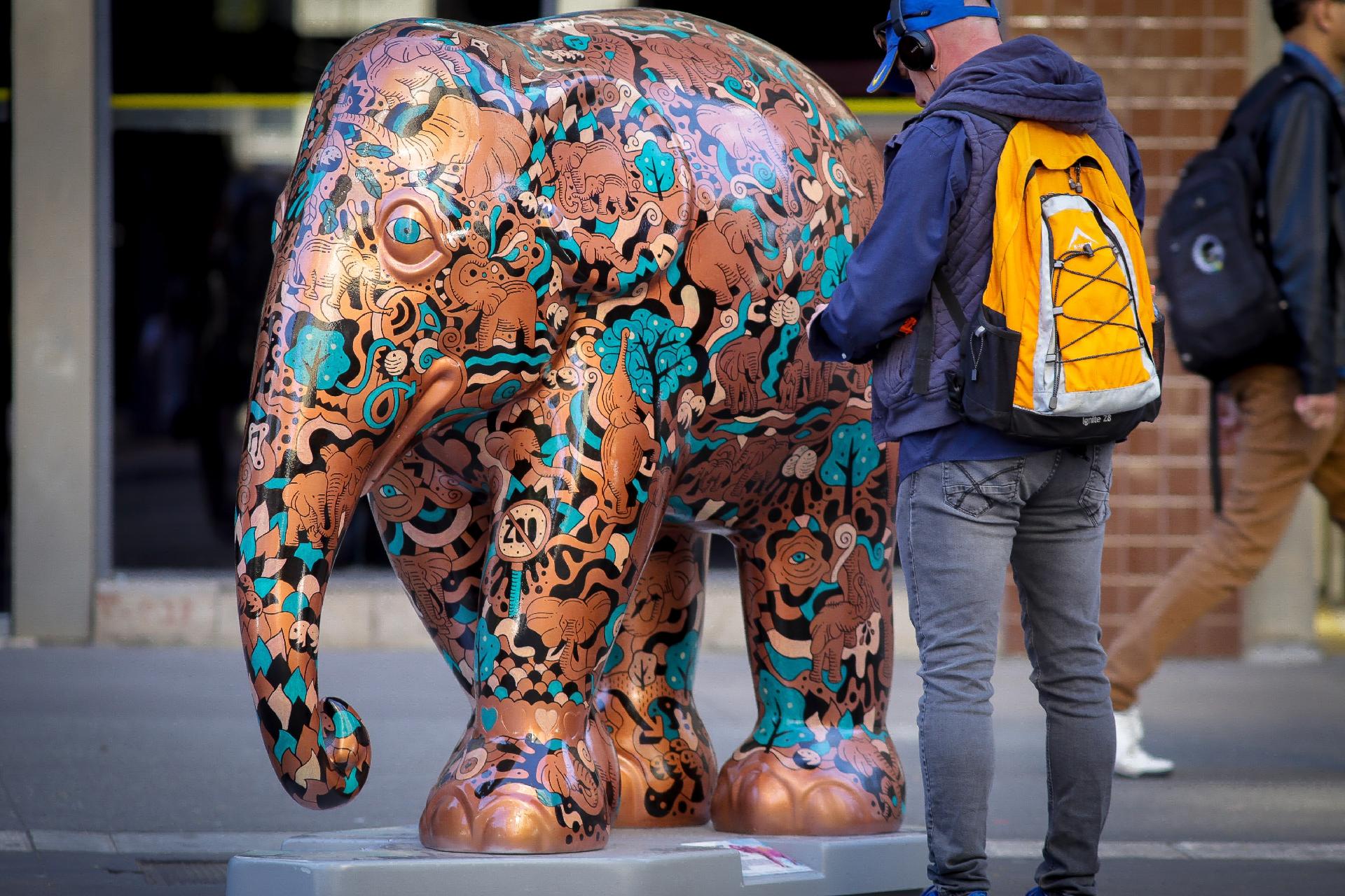 Obra da Elephant Parade, que chegou a São Paulo nesta terça (1°) - Dario Oliveira / Estadão Conteúdo