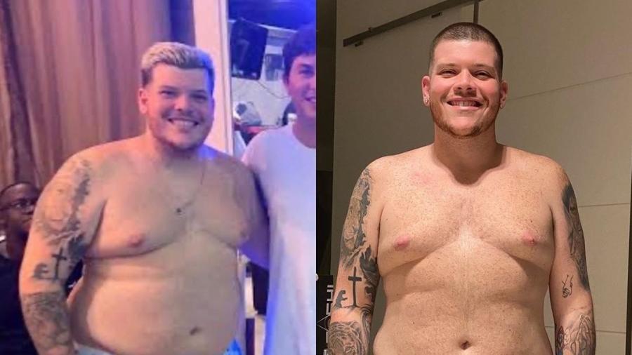 Ferrugem, antes e depois de perder 33 kg - Reprodução/Instagram