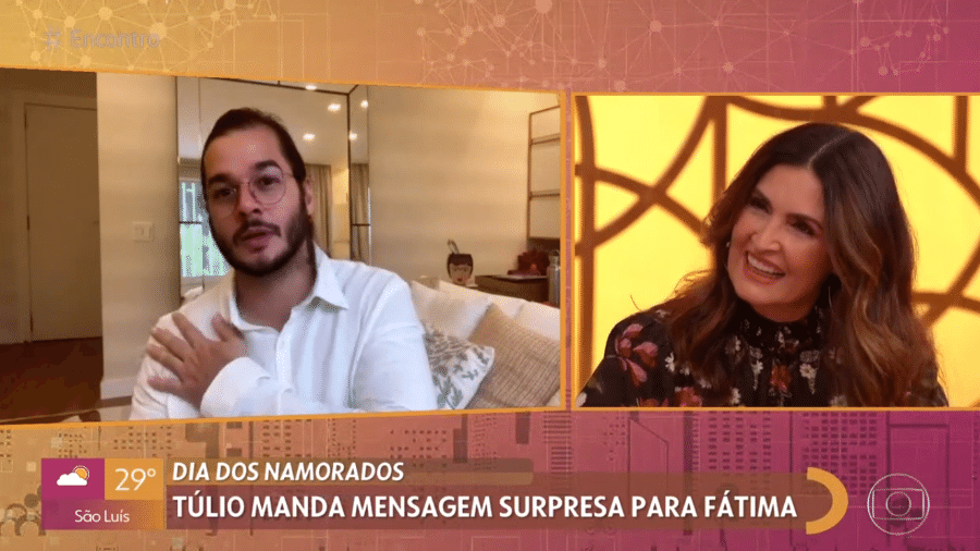Tu?lio Gade?lha fez surpresa para Fátima Bernardes no "Encontro" - Reprodução / TV Globo