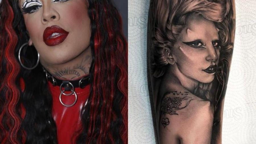 Glória Groove e sua nova tatuagem de Lady Gaga - Reprodução/Instagram