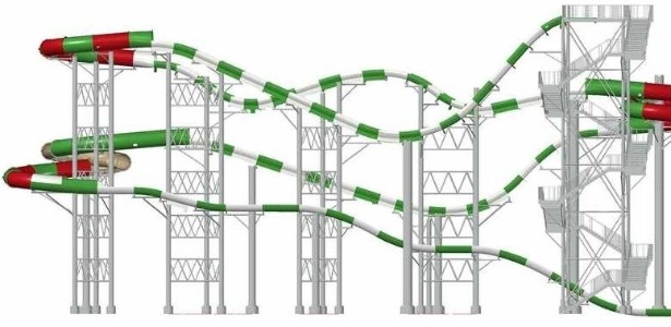 Imagem mostra como será a montanha-russa aquática Massiv - Divulgação/Schlitterbahn Galveston Island Waterpark - Divulgação/Schlitterbahn Galveston Island Waterpark