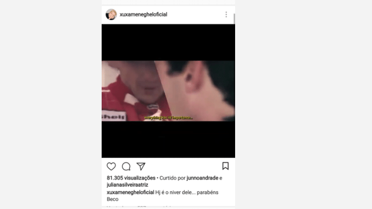 Junno curte homenagem de Xuxa para Ayrton Senna - Reprodução/Instagram - Reprodução/Instagram