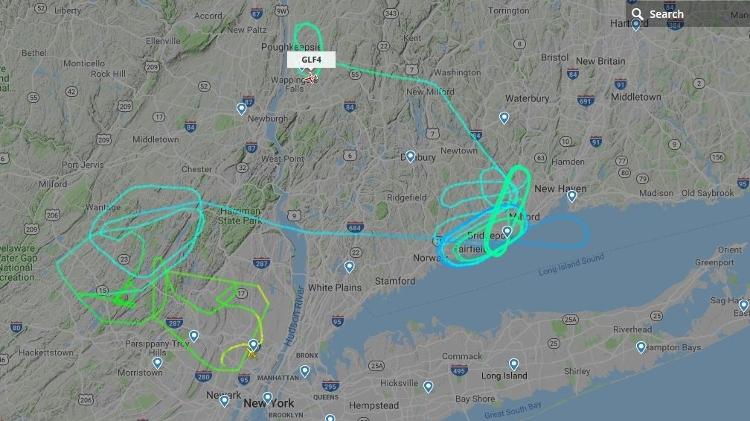 Site Flight Radar registra o trajeto que o jato de Post Malone fez antes de pousar - Reprodução/Flight Radar - Reprodução/Flight Radar