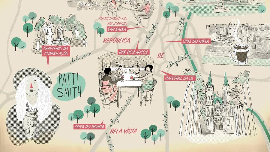 Mapa de São Paulo inspirado em Patti Smith - Reprodução