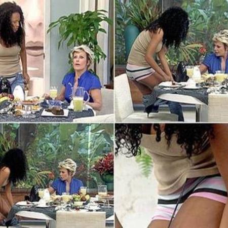 Aline Mattos abaixa a calça no 'Mais Você' - Reprodução/Extra - Reprodução/Extra