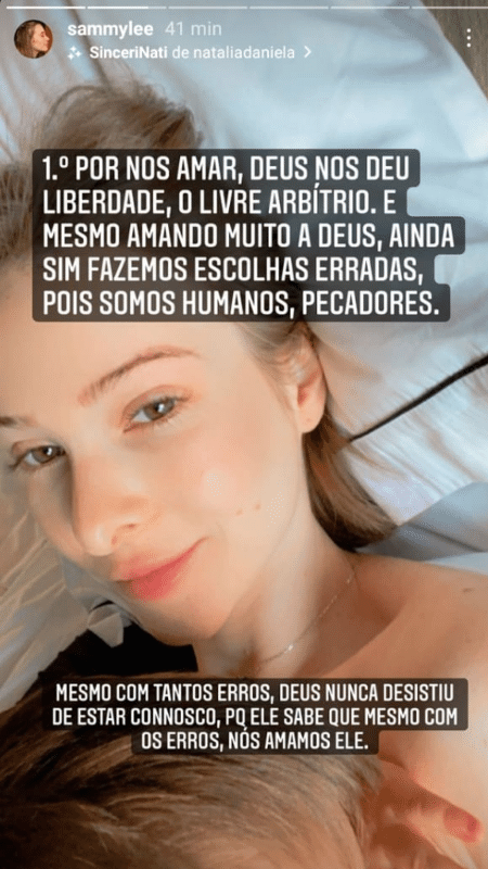 Story de Sammy Lee - Reprodução/Instagram - Reprodução/Instagram