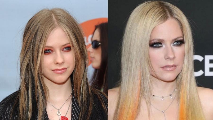 Avril Lavigne em 2004 e 2022 - Getty Images/Reprodução Instagram