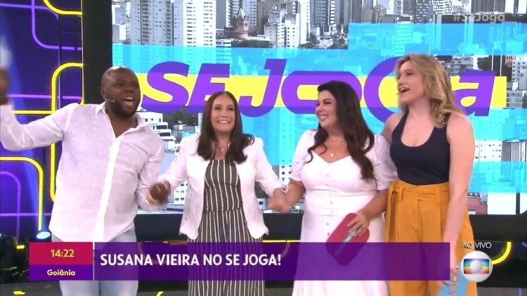 "Vocês estão bem, não deram briga até hoje", disse Susana ao trio de apresentadores - Reprodução
