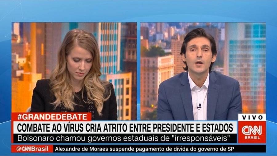 Tomé Abduch interrompe Gabriela Prioli diversas vezes durante o programa "Grande Debate", da CNN - Reprodução/Twitter