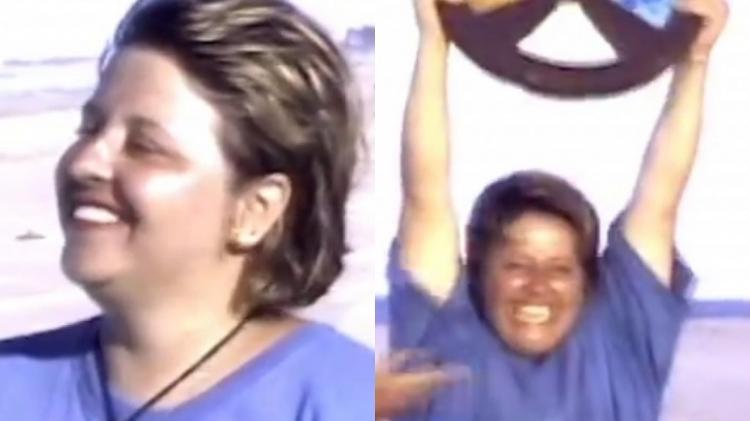 Elaine na final de "No Limite" em 2000 - Reprodução/Globo - Reprodução/Globo