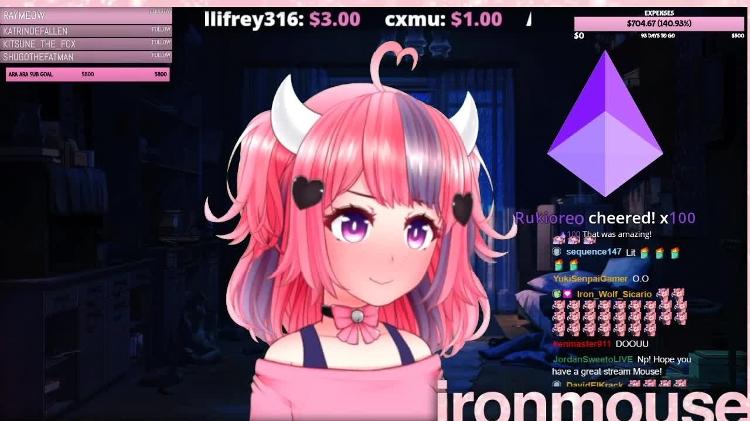 Vtuber Ironmouse na Twitch - Reprodução/Twitch - Reprodução/Twitch