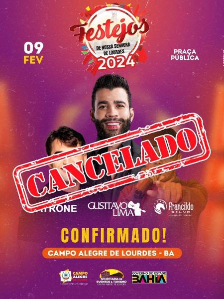 Anúncio do cancelamento dos festejos de Campo Alegre de Loudes (BA), com show de Gusttavo Lima