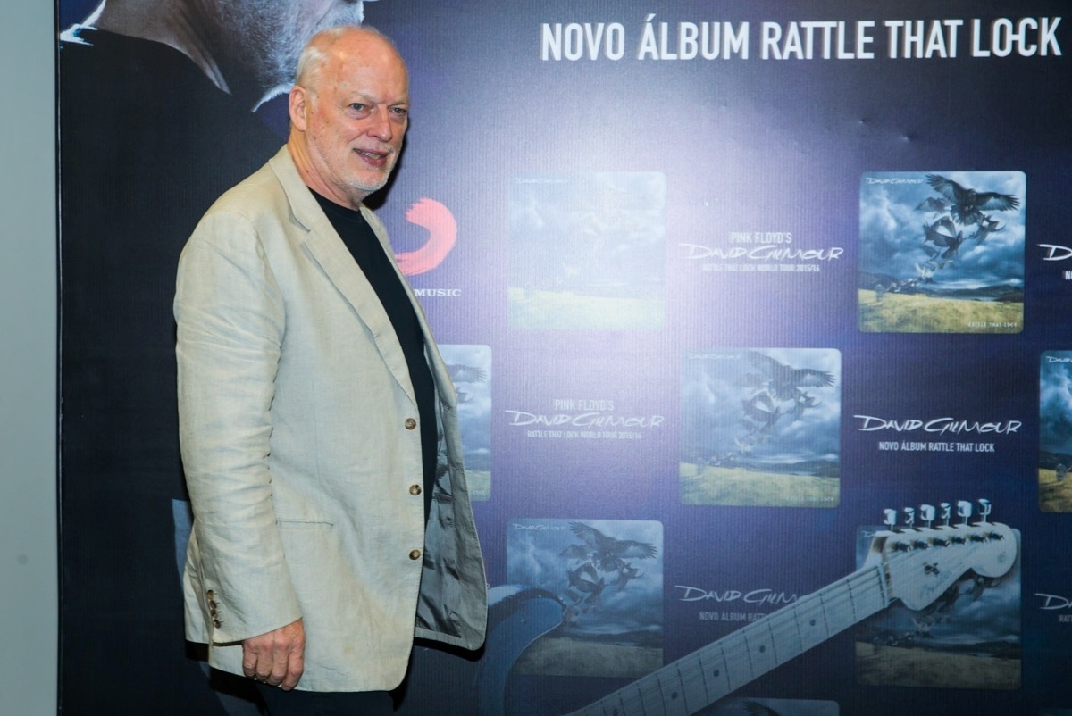 10.dez.2015 - Ex-guitarrista e vocalista da lendária banda Pink Floyd, David Gilmour conversa com jornalistas no Allianz Parque, em São Paulo, onde fará dois shows da turnê "Rattle that Lock" - Manuela Scarpa/Brazil News