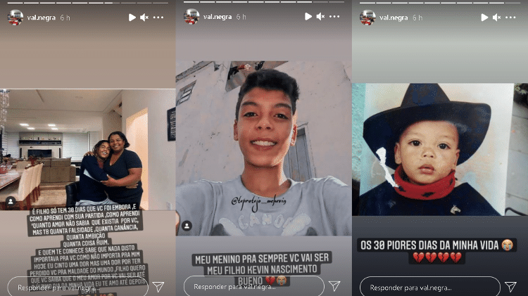 Valquiria Nascimento, mãe de MC Kevin, faz posts em homenagem ao filho - Instagram/@val.negra - Instagram/@val.negra