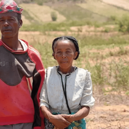 Loharano e seu marido Mandilimana transformaram sua forma de cultivo - SIRA THIERIJ/BBC