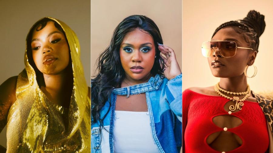 As rappers Duquesa, Nina do Porte e Maru2D, três das sete atrações femininas do Mainstreet Festival 2024 - Divulgação