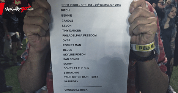 20.set.2015 - Setlist do show de Elton John no Palco Mundo do Rock in Rio 2015 - Reprodução/Rock in Rio