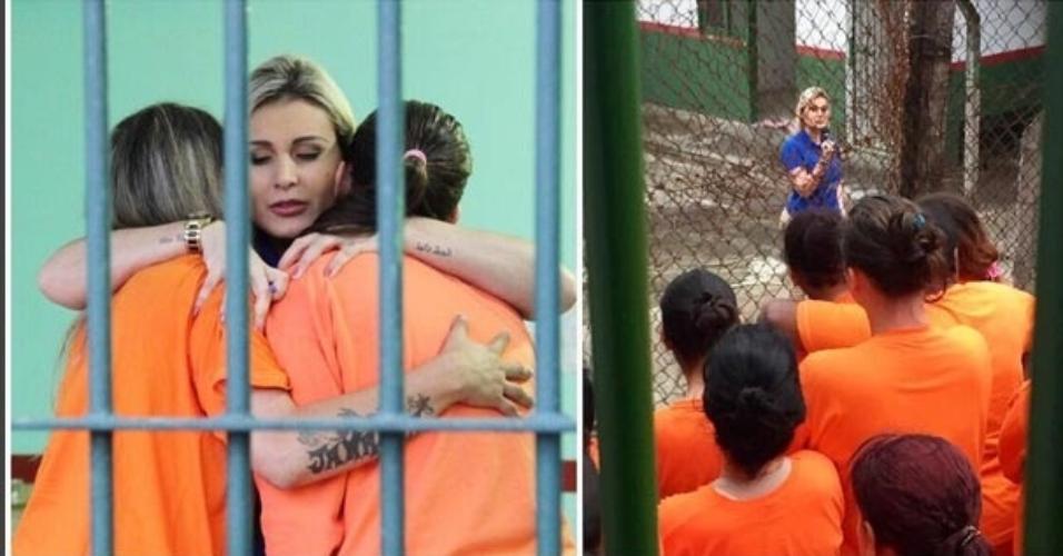 29.set.2015- Andressa Urach conta a sua história e ora com detentas de uma penitenciária feminina de Santa Catarina
