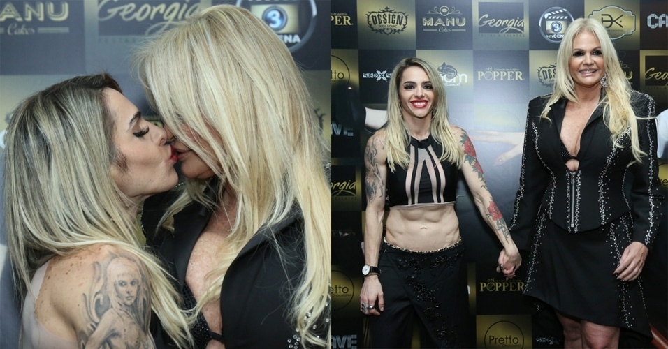 5.jul.2016 -  Monique Evans escolheu uma boate em Copacabana, Zona Sul do Rio de Janeiro, para comemorar seu aniversário de 60 anos. Ao chegar ao local, a apresentadora ganhou beijos da namorada, a DJ Cacá Werneck. Bárbara Evans, filha de Monique, também esteve presente na festa - Roberto Filho /Brazil NewsROBERTO FILHO / BRAZIL NEWS