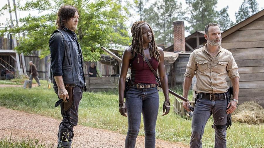 Daryl (Norman Reedus), Michonne (Danai Gurira) e Rick (Andrew Lincoln) na nona temporada de "The Walking Dead" - Divulgação
