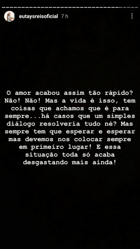 Story de Tays Reis - Reprodução/Instagram - Reprodução/Instagram