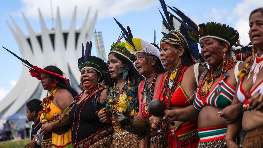 Indígenas de várias etnias participam do Acampamento Terra Livre 2024