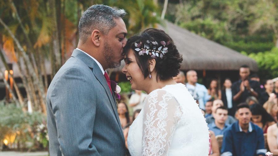 Alex Silva e Layra Jordão, no dia do casamento - Jobim Photography