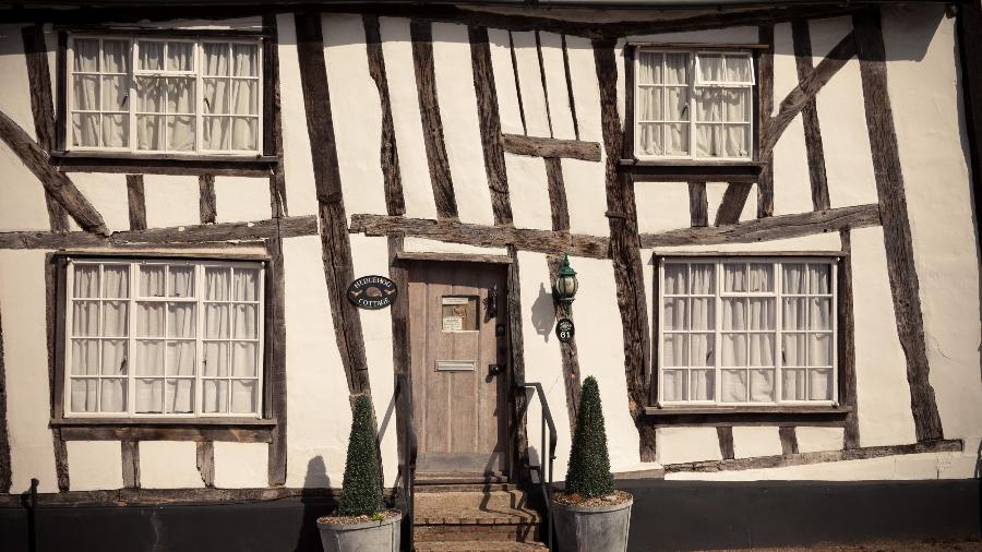 Fachada de uma das edificações de Lavenham, na Inglaterra - Divulgação/Tourism Suffolk