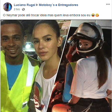Motoboy se diverte ao levar Bruna Marquezine embora do Carnaval - Reprodução/Facebook