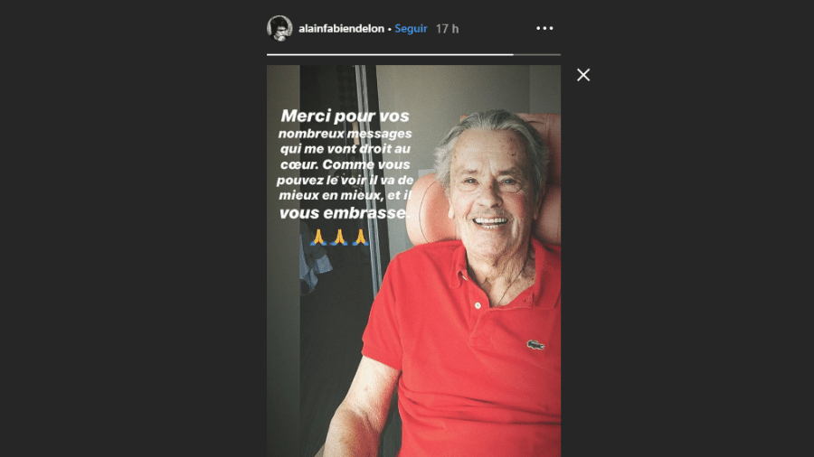 Filho de Alain Delon diz que pai está cada vez melhor - Reprodução/Instagram