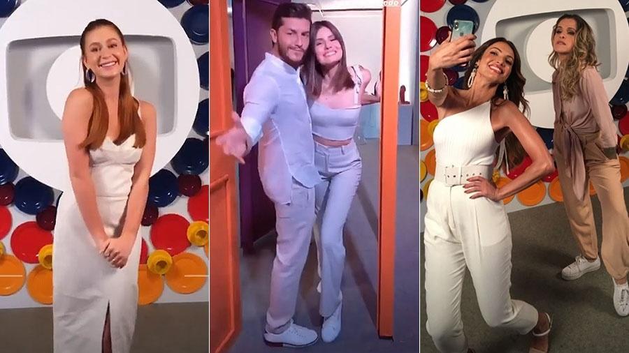 Marina Ruy Barbosa, o casal Klebber Toledo e Camila Queiroz e Ingrid Guimarães gravam vinheta na Globo - Reprodução/Instagram